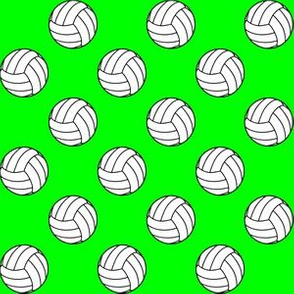 One Inch Black and White Volleyball Balls on Lime Green