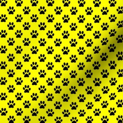 Half Inch Black Paw Prints on Yellow