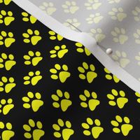 Half Inch Yellow Paw Prints on Black