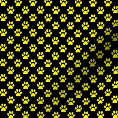 Half Inch Yellow Paw Prints on Black