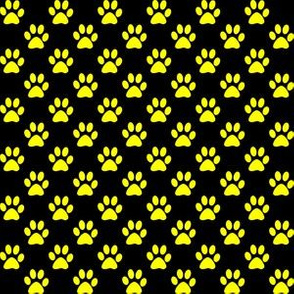 Half Inch Yellow Paw Prints on Black