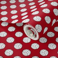 One Inch Black and White Volleyball Balls on Dark Red