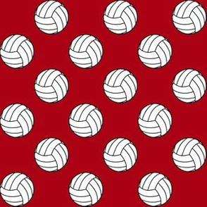 One Inch Black and White Volleyball Balls on Dark Red