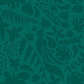 Paradise bird in jungle green coordinated