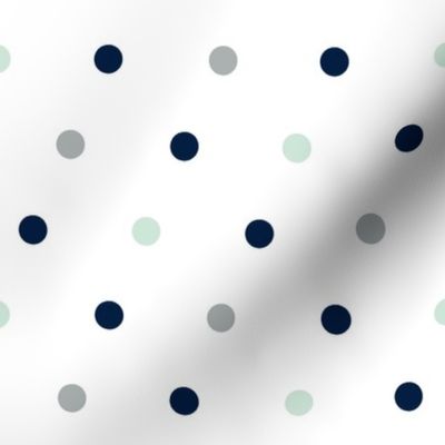 Large Polka Dots // Navy/Mint/Grey