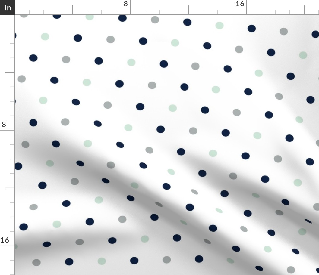 Large Polka Dots // Navy/Mint/Grey