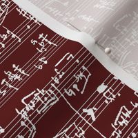 Hand Written Sheet Music on Burgundy // Small