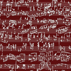Hand Written Sheet Music on Burgundy // Small