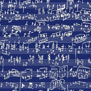 Hand Written Sheet Music on Dark Blue // Small