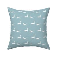 Retro Swan lake - aqua small