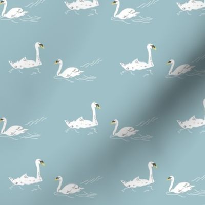 Retro Swan lake - aqua small