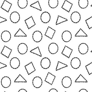 Geometric Spiky Shapes Black White