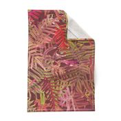 Tea Towel Maile Ferns Red C 150