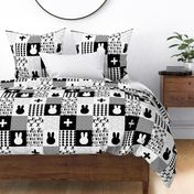 Monochrome Bunny Quilt top // cross/wild