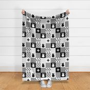 Monochrome Bunny Quilt top // cross/wild