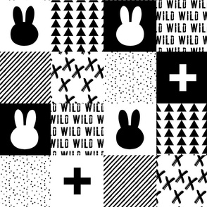 Monochrome Bunny Quilt top // cross/wild