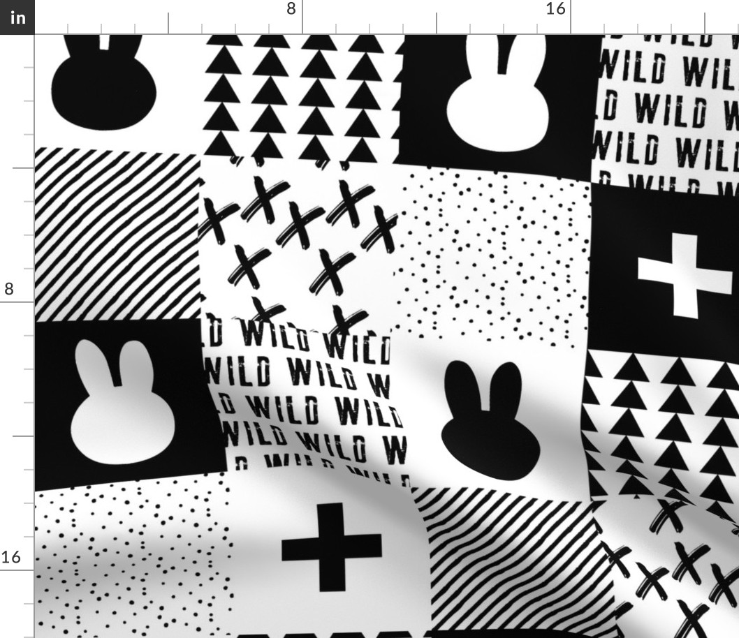 Monochrome Bunny Quilt top // cross/wild