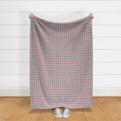 Tablecloth Geometric Floral in Denim Blue and Coral Pink