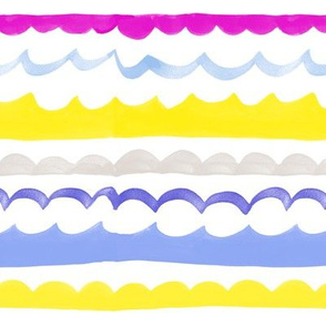 Happy Scalloped bunting lace -summer nautical in yallow and navy