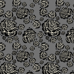 lots of roses - black/grey/bone