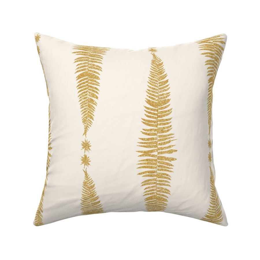 Gold fern leaf on cream vertical stripe