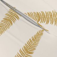 Gold fern leaf on cream vertical stripe