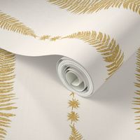 Gold fern leaf on cream vertical stripe