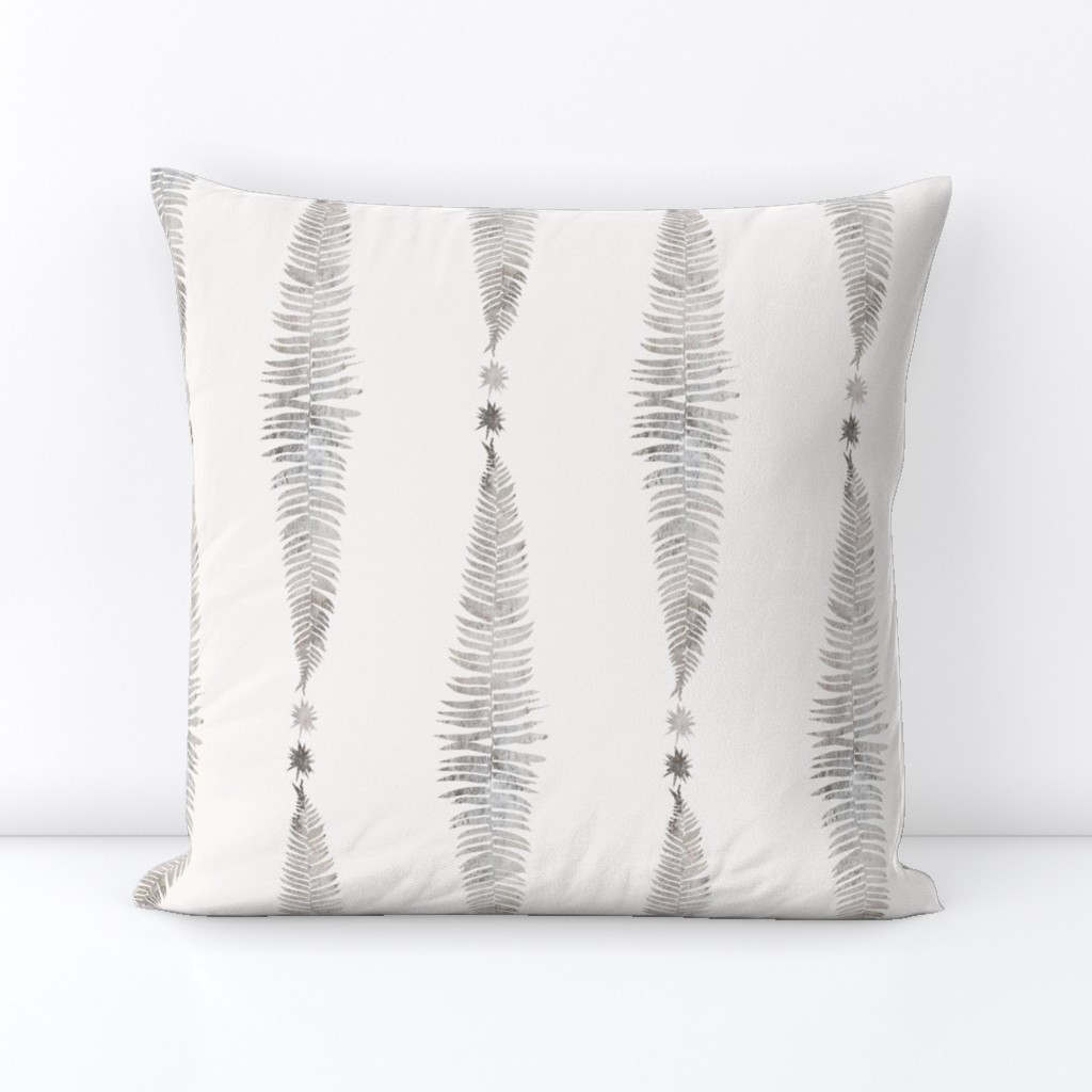 Geometric Gray grey patina fern silver on ivory cream