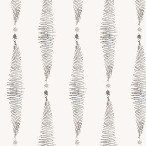 Geometric Gray grey patina fern silver on ivory cream