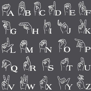 Sign Language Alphabet // Dark Grey