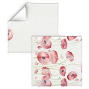 Watercolor Poppy Single Border