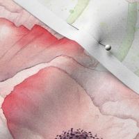 Watercolor Poppy Double Border wide fabric