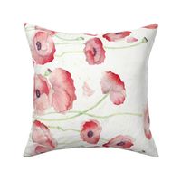 Watercolor Poppy Double Border narrow fabric