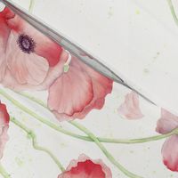 Watercolor Poppy Double Border narrow fabric