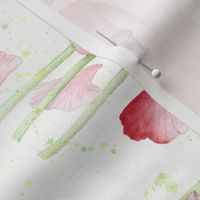 Watercolor Poppy Double Border narrow fabric