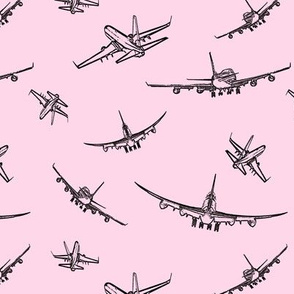 Plane Sketches on Pink // Small