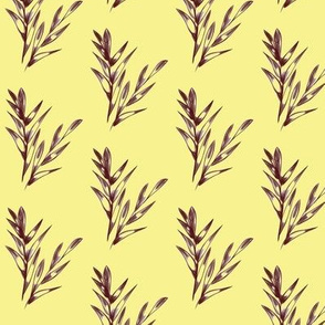 Callistemon Leaves - Vintage Yellow and Brown (Medium Size)