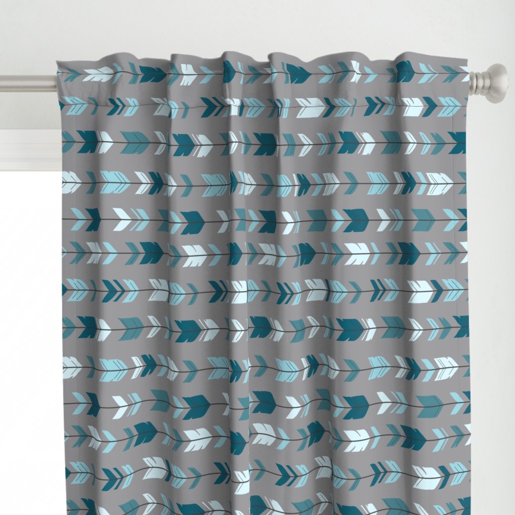 Arrow Feathers- Rotated - Winslow - blue teal gray