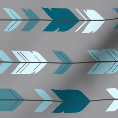 Arrow Feathers- Rotated - Winslow - blue teal gray