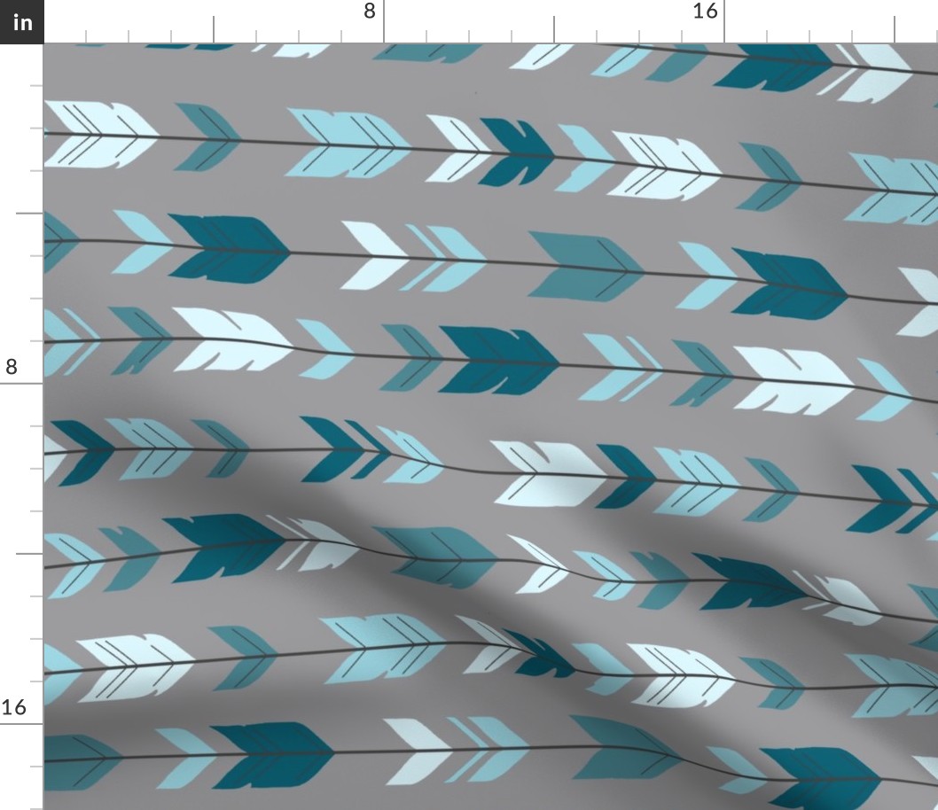 Arrow Feathers- Rotated - Winslow - blue teal gray