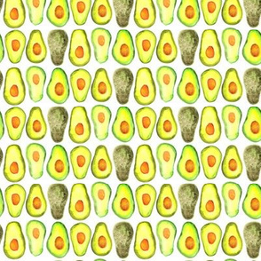 16-13AG Small Watercolor Avocados Fruit Vegetable Summer Toast Green Yellow Brown _ Miss Chiff Designs 