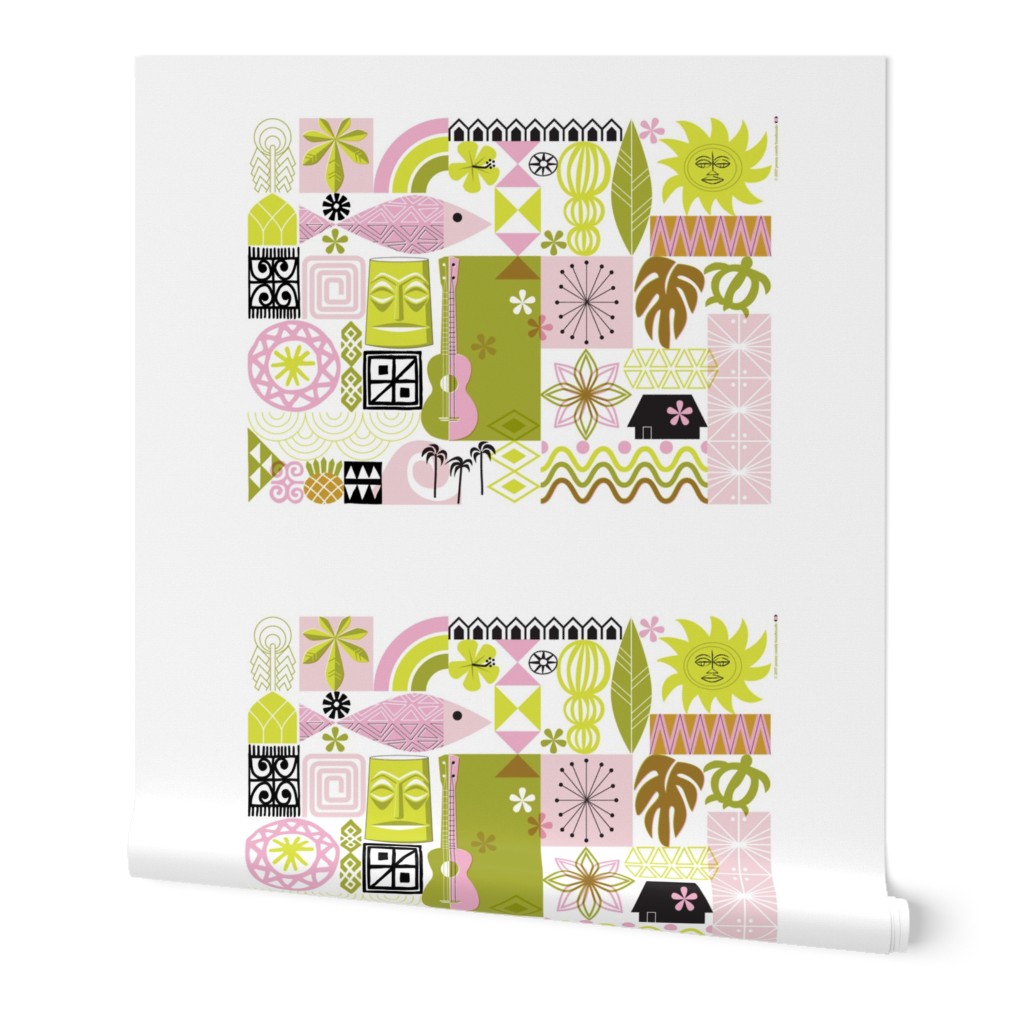 na paila Tea Towel & Wall Hanging* (Pink and Chartreuse) || vintage hawaii