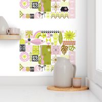 na paila Tea Towel & Wall Hanging* (Pink and Chartreuse) || vintage hawaii