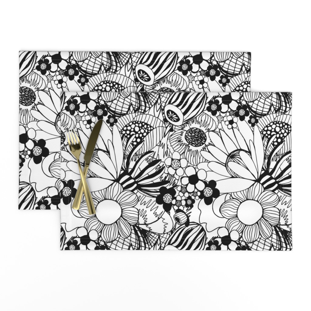 Black and White Floral Burst