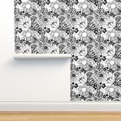 Black and White Floral Burst