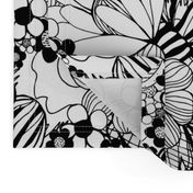 Black and White Floral Burst