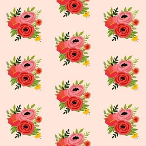 Mod Red Flowers Bouquet Mini - Pink