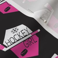 Hockey Girl Hexagon in White & Pink HB