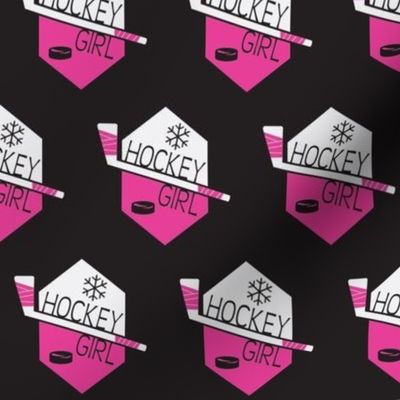 Hockey Girl Hexagon in White & Pink HB