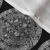 Aztec Calendar on Black - Medium (4")